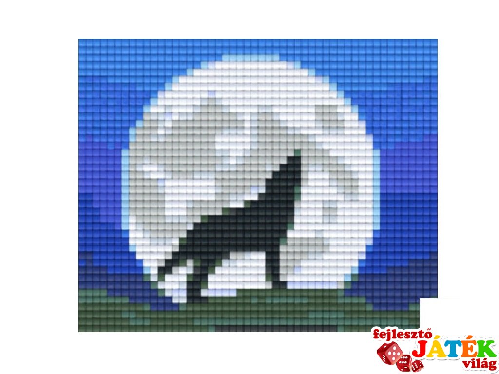 Pixelhobby képkészlet, farkas az éjszakában (801213, 1db alaplap + színek, 7-99 év)