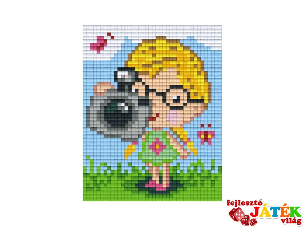 Pixelhobby képkészlet, fényképező lány (801405, 1db alaplap + színek, 7-99 év)