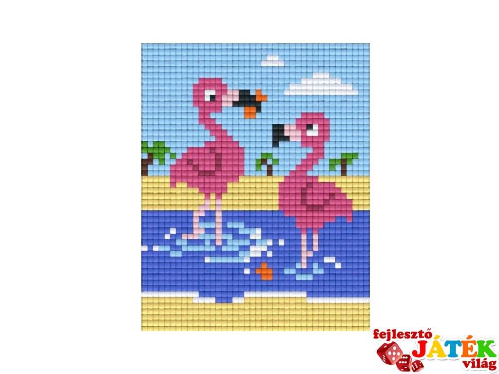 Pixelhobby képkészlet, flamingók (801341, 1db alaplap + színek, 7-99 év)