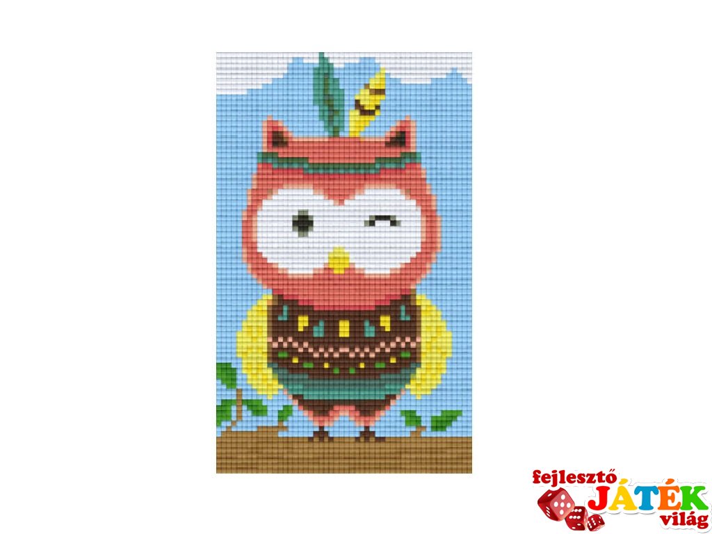 Pixelhobby képkészlet, indián bagoly (802084, 2db alaplap + színek, 7-99 év)