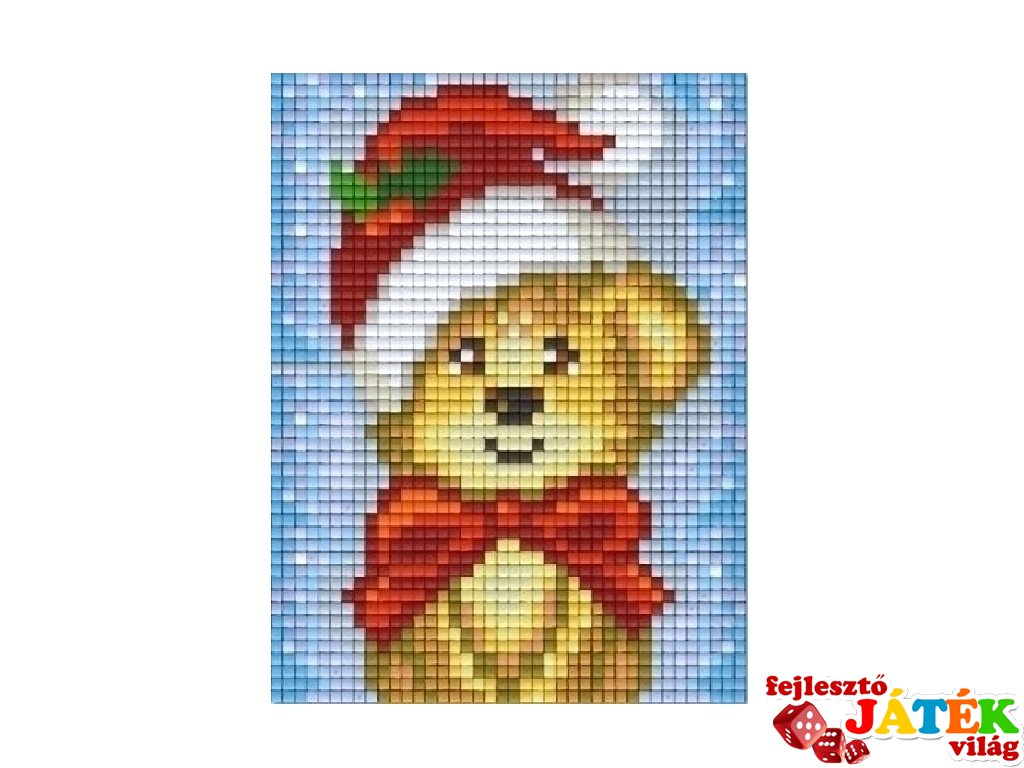 Pixelhobby képkészlet, karácsonyi maci (801421, 1db alaplap + színek, 7-99 év)