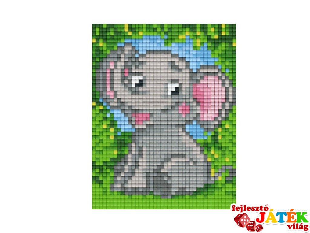 Pixelhobby képkészlet, kis elefánt (801356, 1db alaplap + színek, 7-99 év)