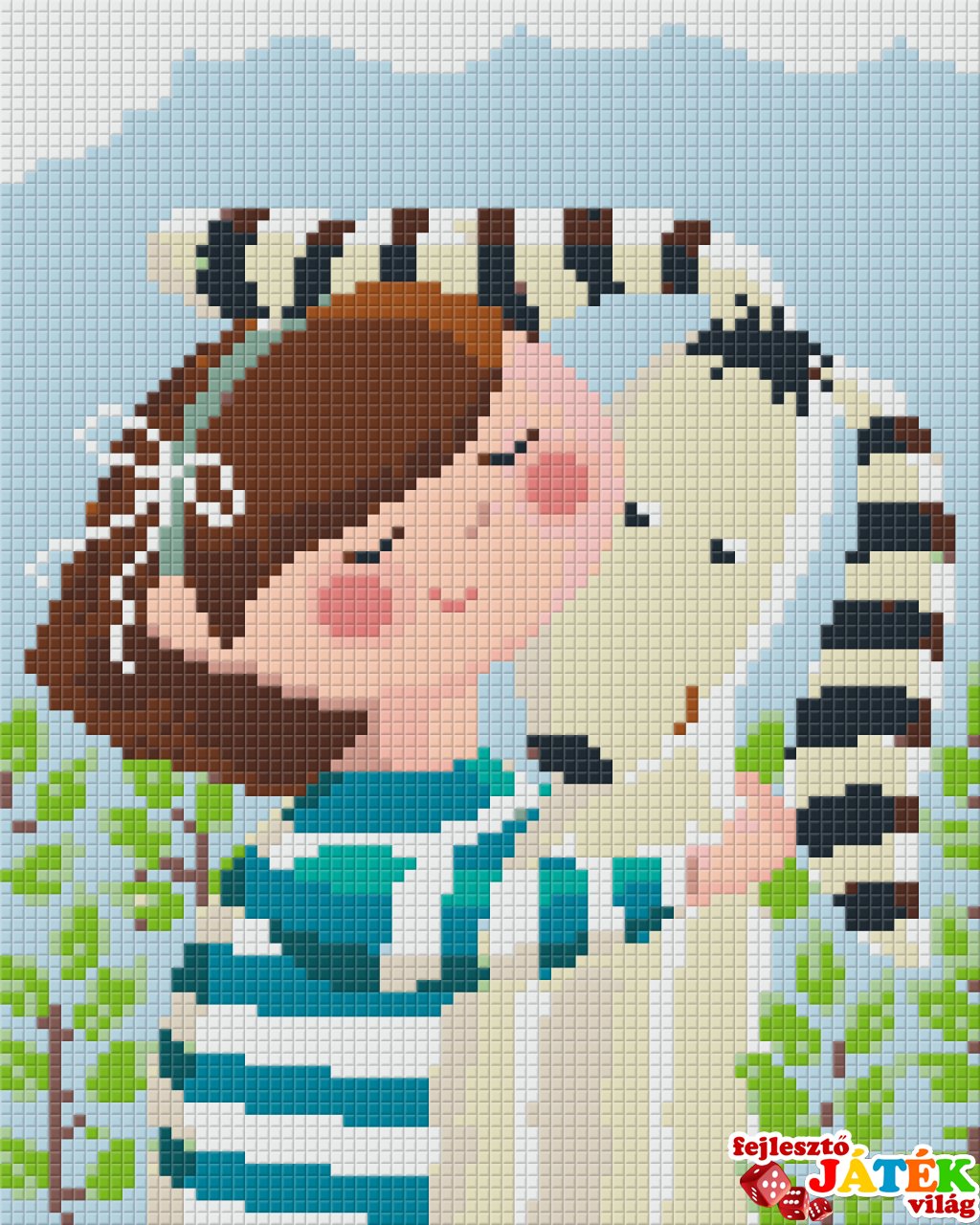 Pixelhobby képkészlet, Kislány kutyával (804464, 4db alaplap + színek, 7-99 év)