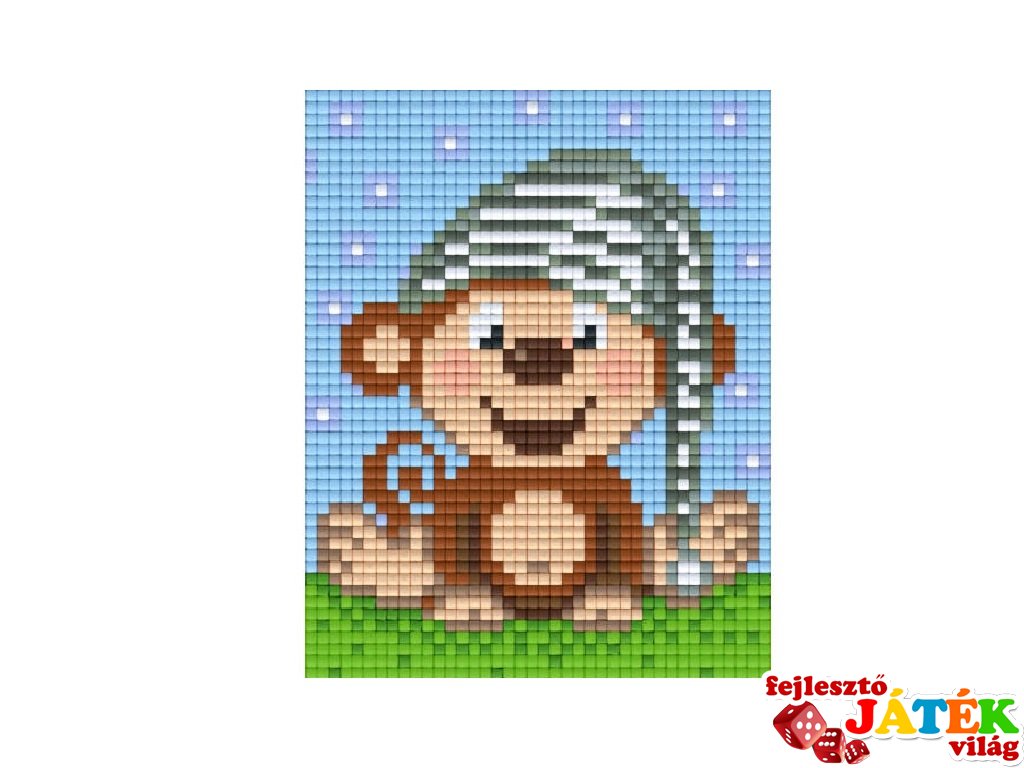 Pixelhobby képkészlet, kismajom (801347, 1db alaplap + színek, 7-99 év)