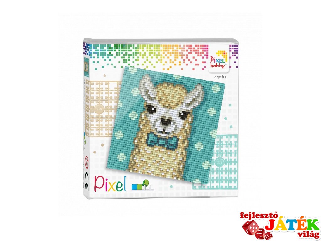 Pixelhobby képkészlet, Láma (44021, 4db 6x6-os alaplap + színek, 7-99 év)