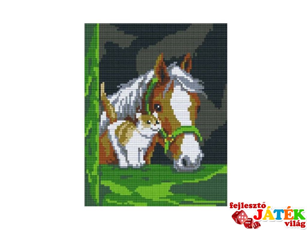 Pixelhobby képkészlet, ló és macska (804101, 4db alaplap + színek, 7-99 év)