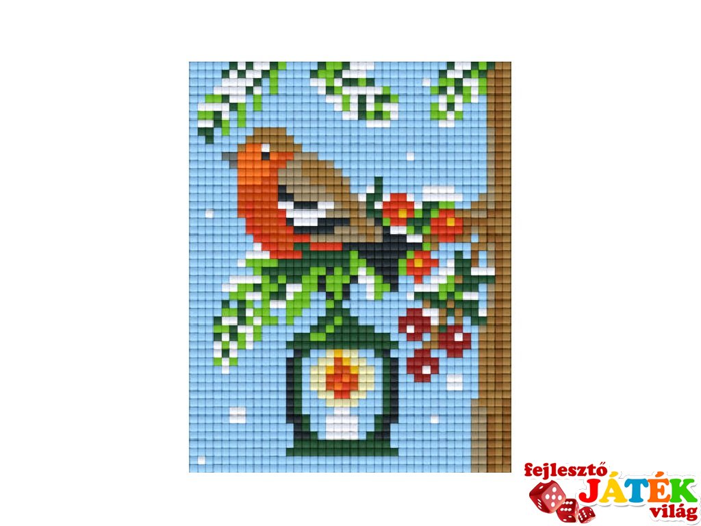 Pixelhobby képkészlet, madár lámpással (801389, 1db alaplap + színek, 7-99 év)