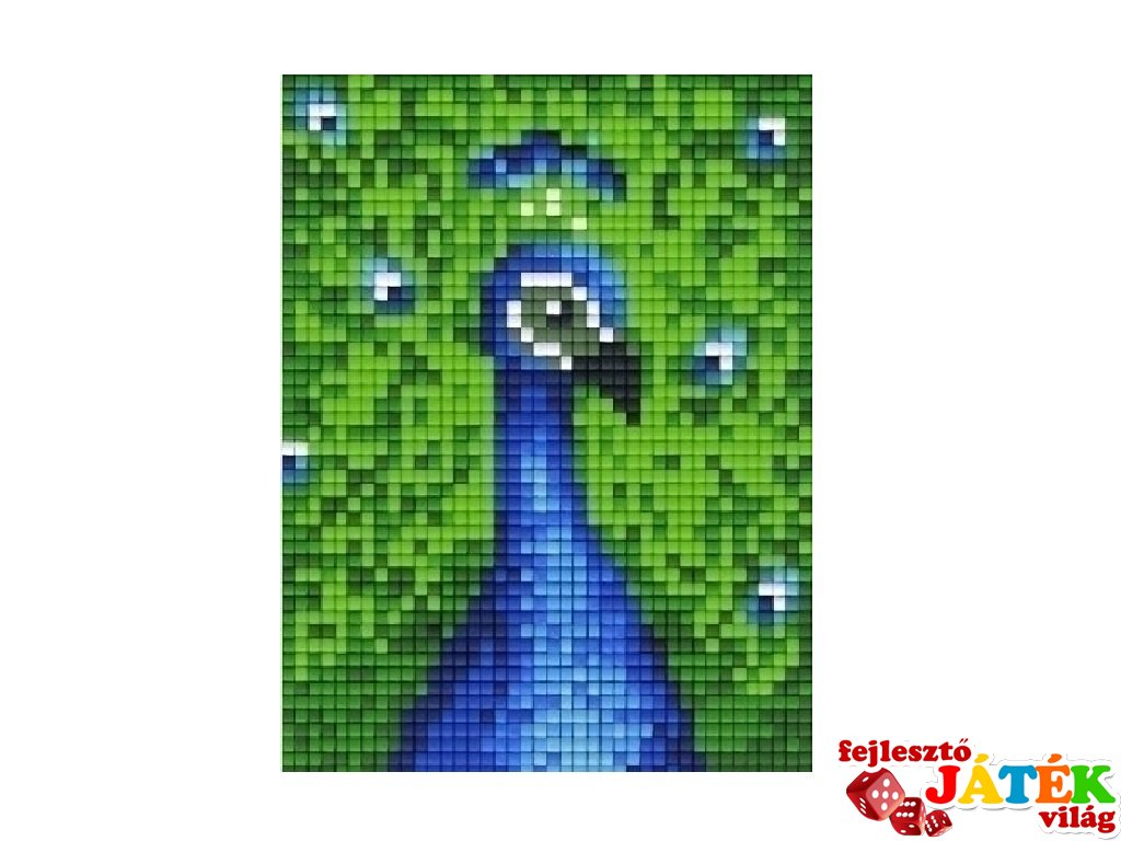 Pixelhobby képkészlet, páva (801215, 1db alaplap + színek, 7-99 év)
