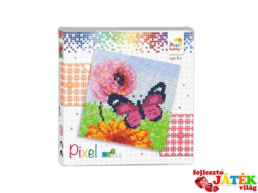 Pixelhobby képkészlet, Pillangó (44011, 4db 6x6-os alaplap + színek, 7-99 év)