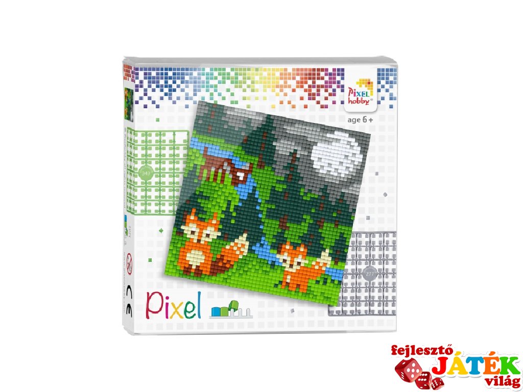 Pixelhobby képkészlet, Rókák (44010, 4db 6x6-os alaplap + színek, 7-99 év)