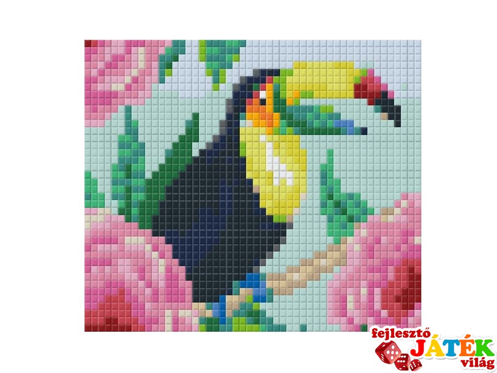 Pixelhobby képkészlet, tukán orchideákkal (801409, 1db alaplap + színek, 7-99 év)