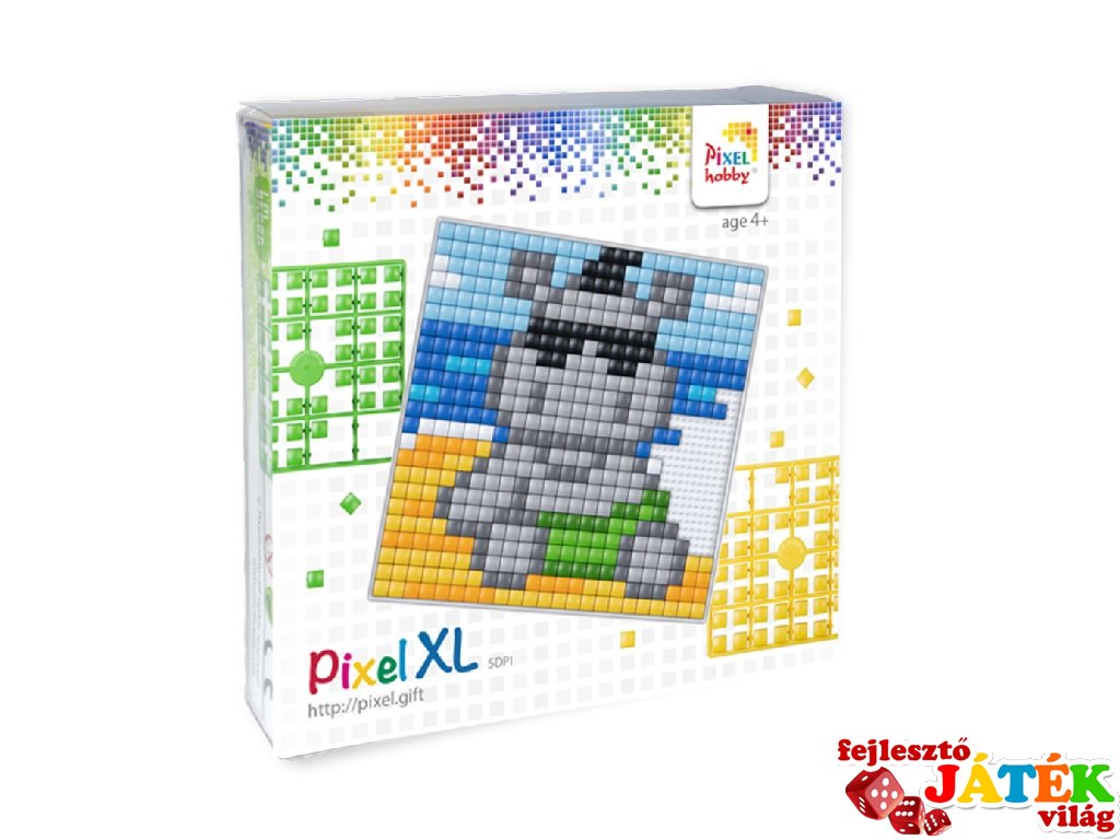 Pixelhobby, Pixel XL készlet, víziló (41006, 12x12 cm-es alaplap, XL színek, 4-6 év)
