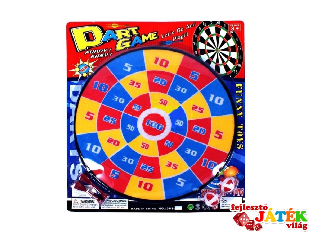 Színes 36 cm-es darts tábla, ügyességi játék (3-6 év)