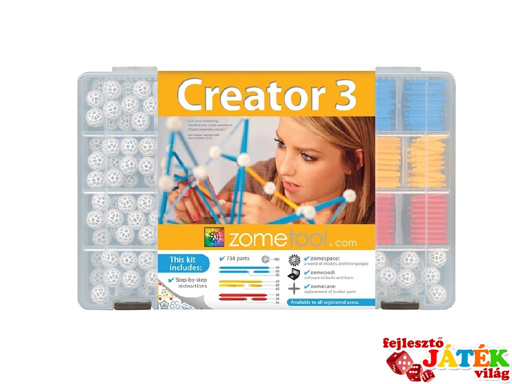 Zometool, Creator 3, családi készlet (ZT-3-KIT, tudományos építőjáték, 6-99 év)